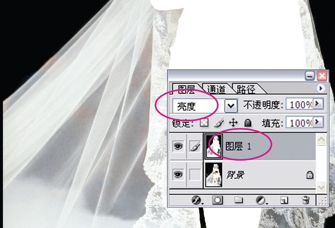 photoshop利用灰色通道完美抠出穿婚纱的模特换背景